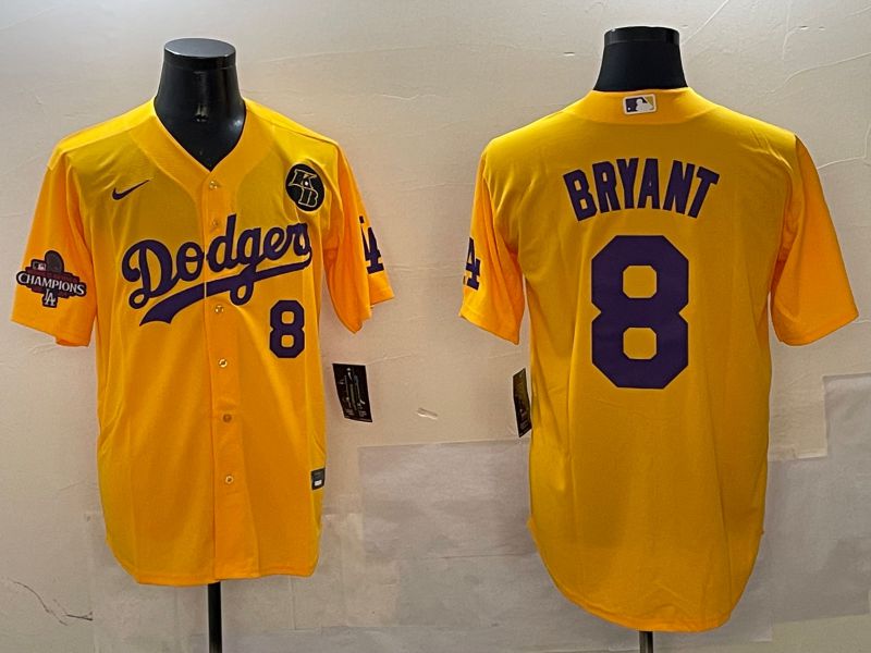 Men Los Angeles Dodgers #8 Bryant Yellow Game 2025 Nike MLB Jersey style 7->los angeles dodgers->MLB Jersey